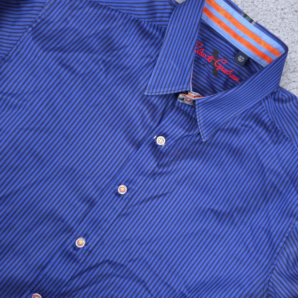 Robert Graham Blie Striped Button Down Shirt Long Sleeve‎ Colorful Trim Size M